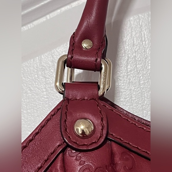 GUCCI Red Wine Burgundy Guccissima Large Sukey Leather Tote Hobo Shoulder Bag - Picture 7 of 12